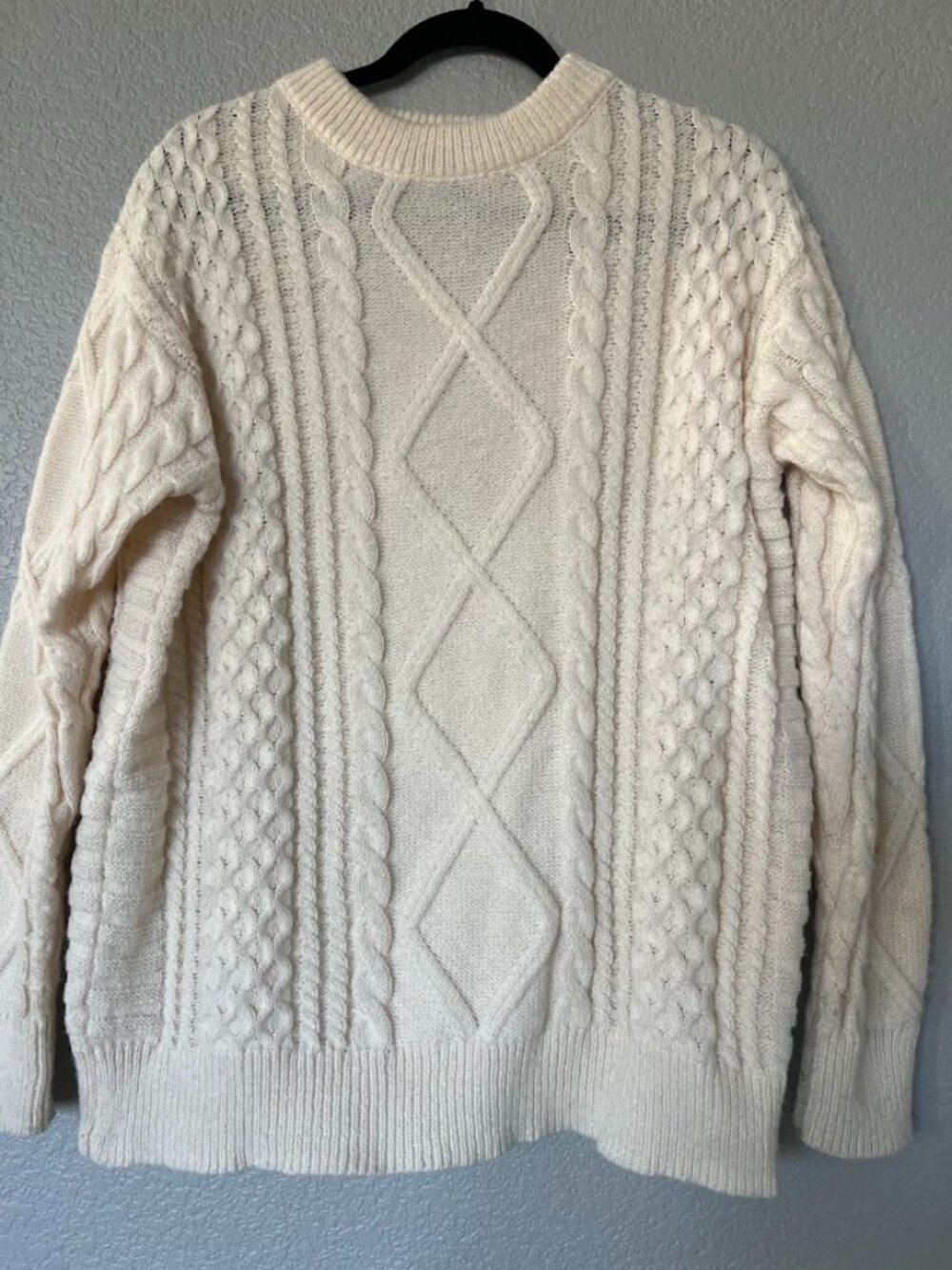 Aelfric Eden Cream White Oversized Cable Knit Long Sleeve Sweater Size Small